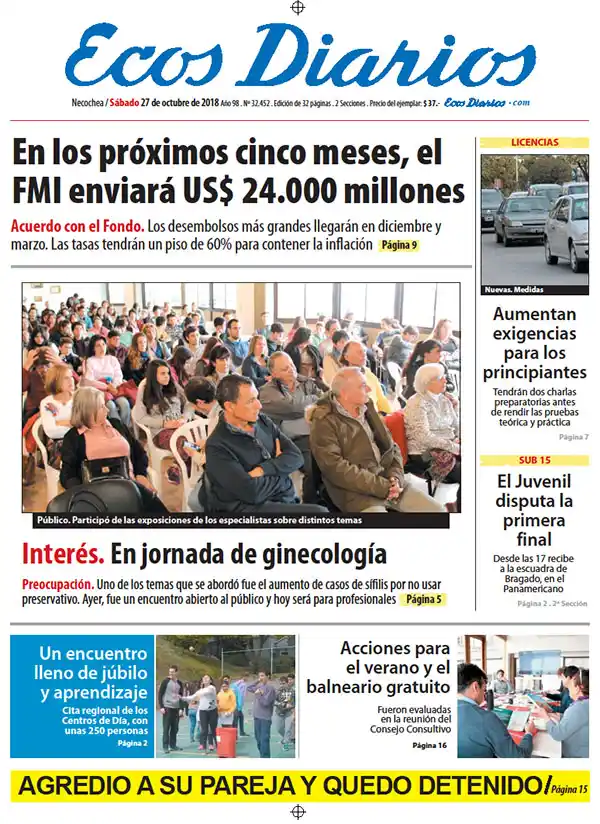 Tapa del 27 de octubre de 2018