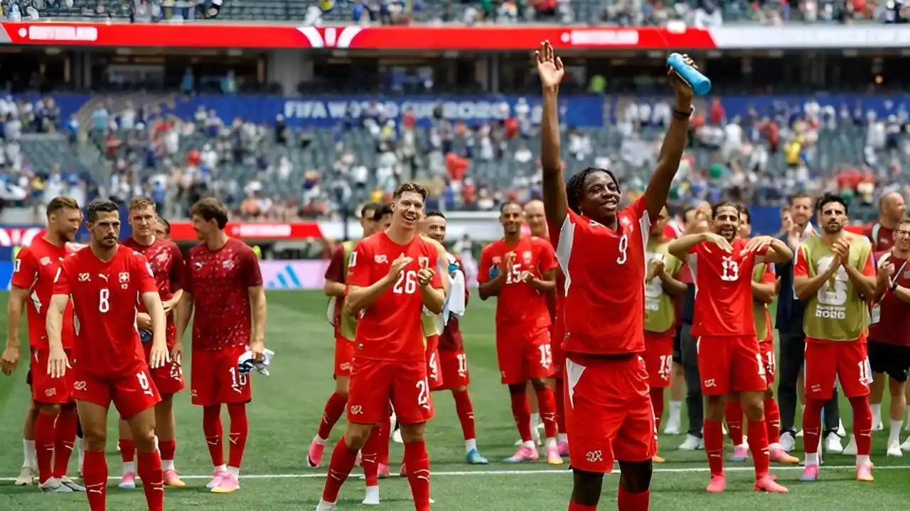 Johan Manzambi figura del partido y Suiza celebran en Los Ángeles. Foto: EFE