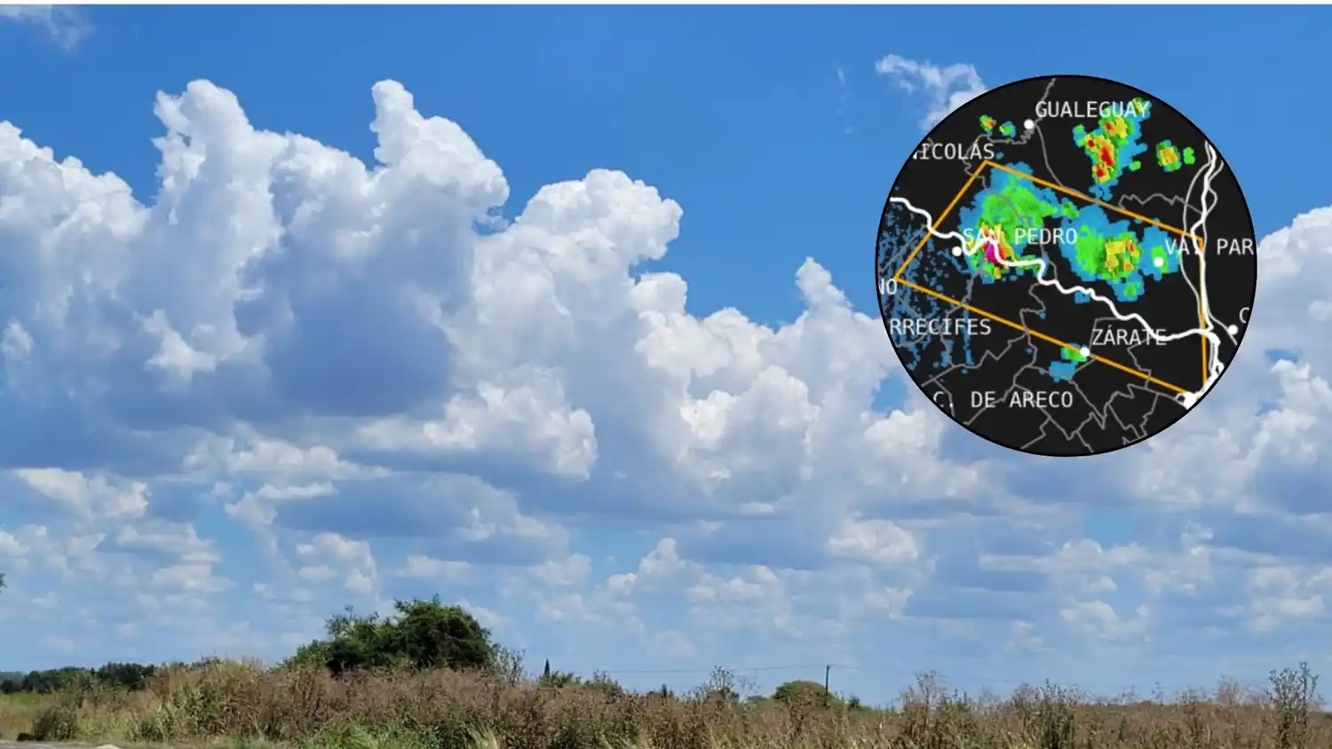 La alerta a corto plazo para algunos distritos del norte de la provincia de Buenos Aires y el sur de Entre Ríos.