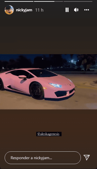 Nicky Jam compartió cómo manejó su novia el lujoso automóvil. Foto Instagram