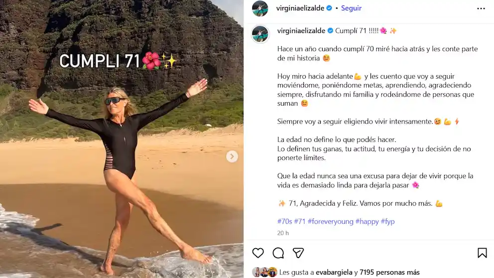 Virginia Elizalde celebró sus 71 años mostrando que la edad no es un límite, sino una oportunidad para vivir intensamente