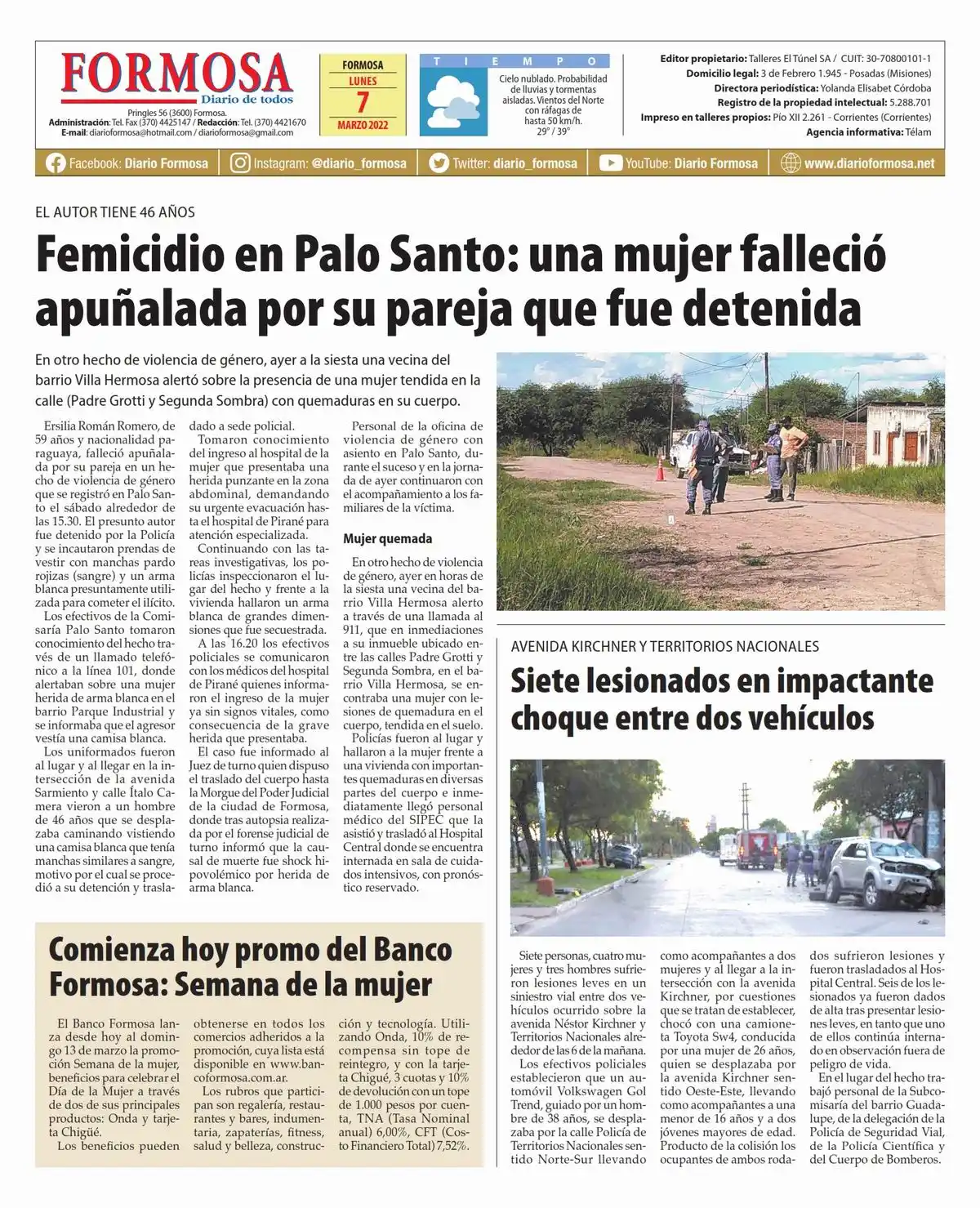 Tapa y Contratapa 7 de marzo de 2022