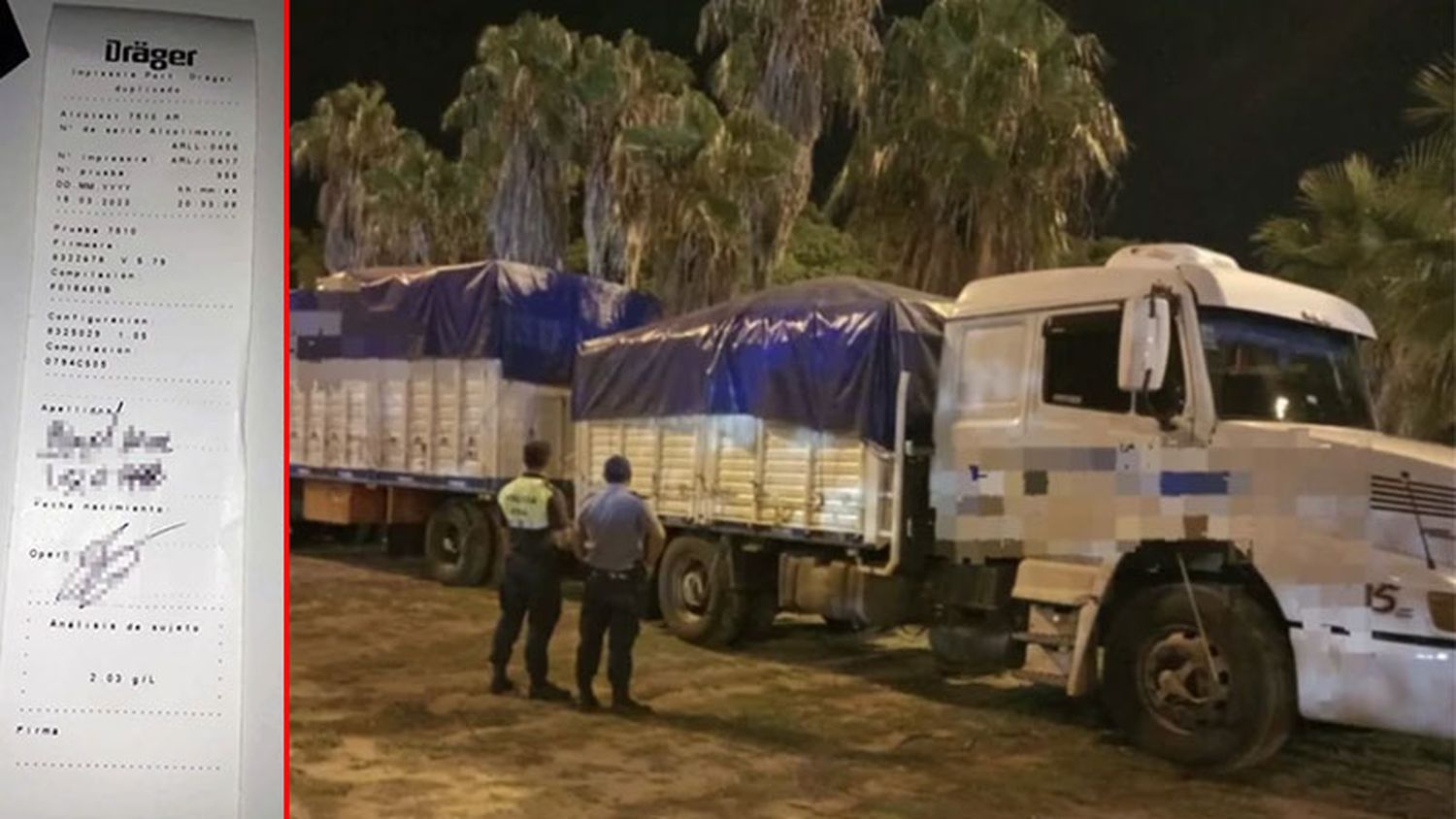 Camionero alcoholizado huyó y manejó 35 kilómetros hasta que lo detuvieron