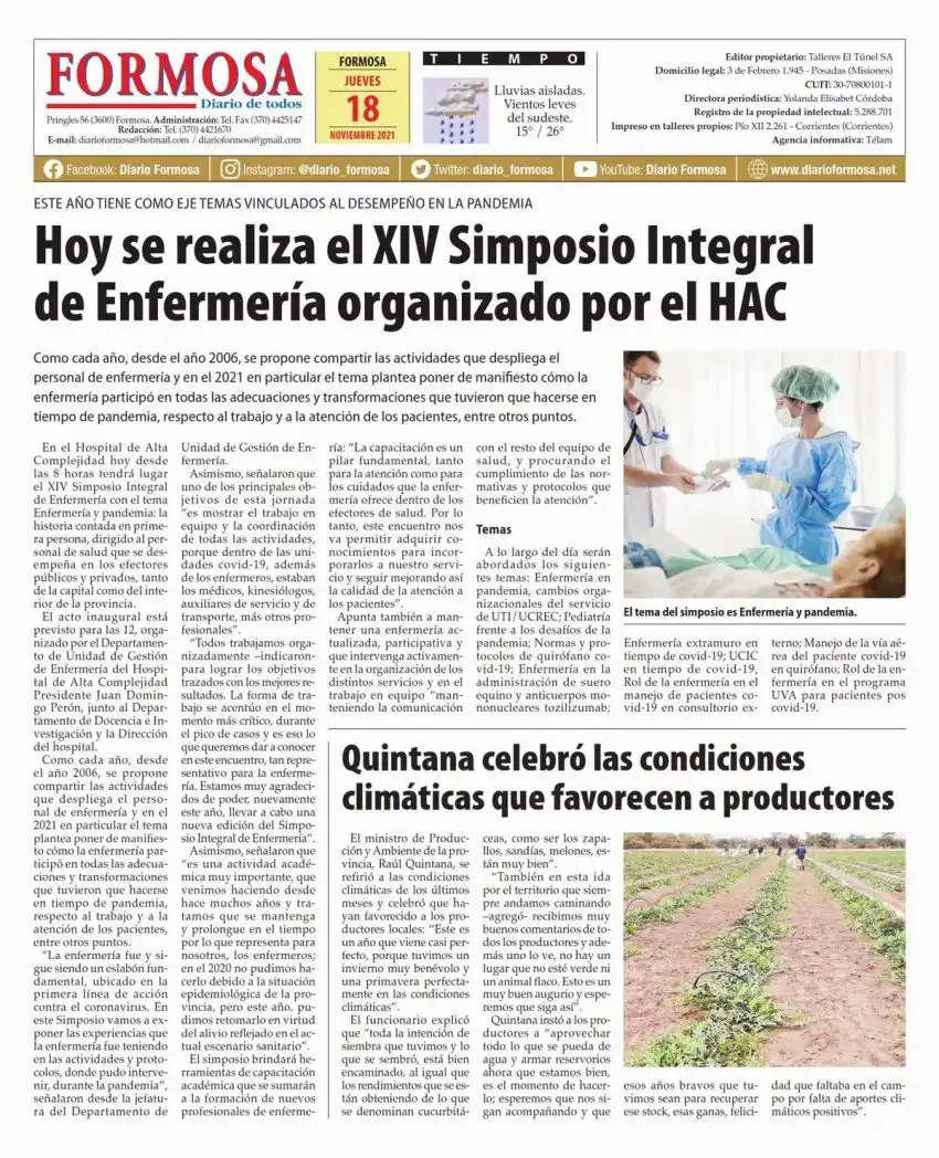 Tapa y Contratapa 18 de noviembre de 2021