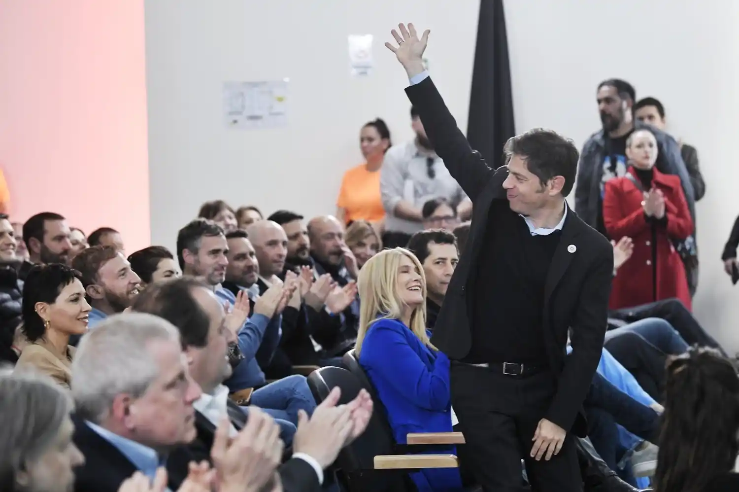 Kicillof, Magario y De Pedro en el acto de CFK en la Universidad del Oeste.