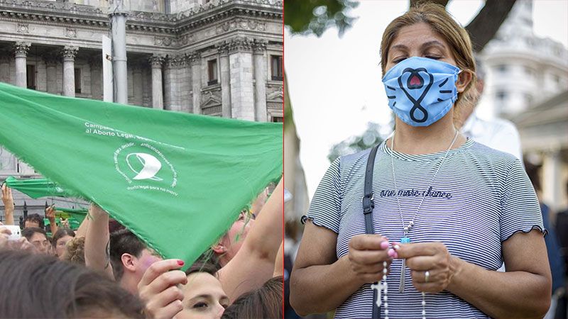 Aborto: vigilia de "verdes" y "celestes" en el Congreso