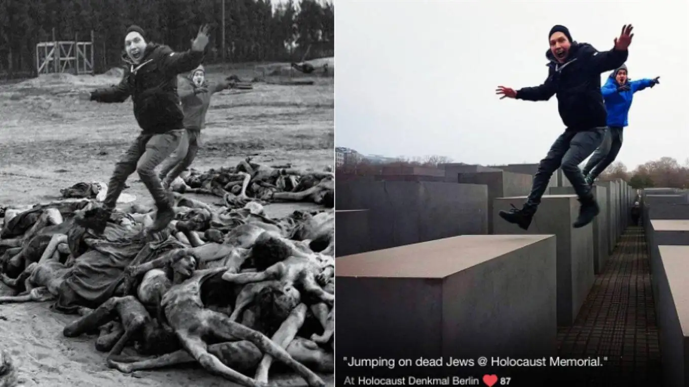 Se sacan selfies en el monumento del Holocausto