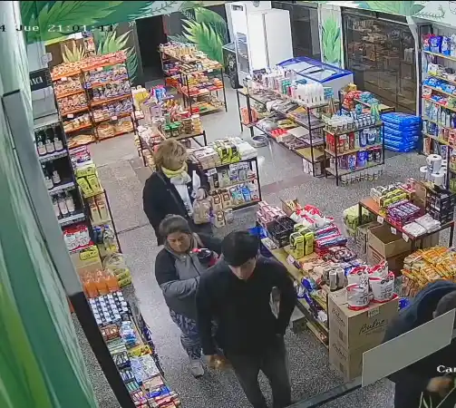 Una captura de las cámaras de seguridad del lugar, donde se puede ver a la mujer vistiendo una campera gris.