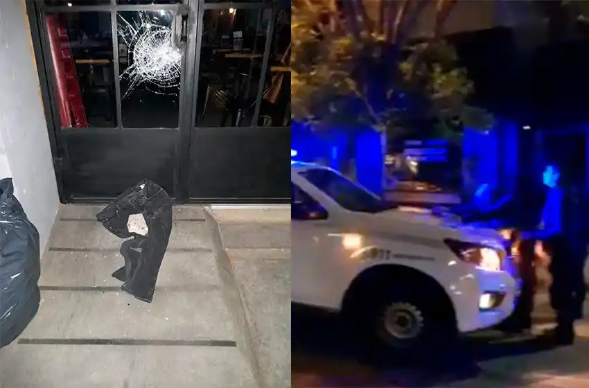 Agresivo y a patadas rompió las puertas de un comercio