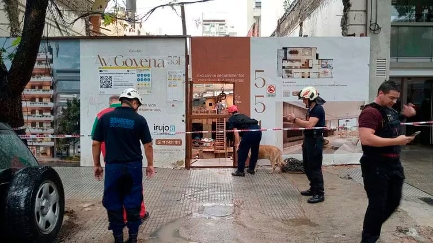 Derrumbe en una obra de Caballito en medio del temporal: al menos un fallecido