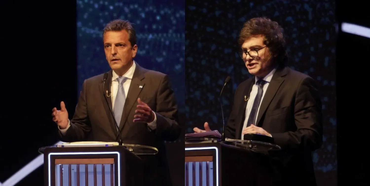 Sergio Massa, candidato por Unión por la Patria (UxP) y Javier Milei, aspirante por La Libertad Avanza (LLA).