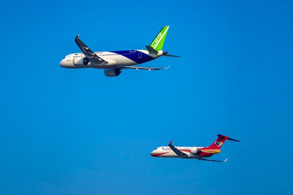COMAC ARJ21 and C919 Make Historic Formation Flight at 2024 Nanchang Air Show