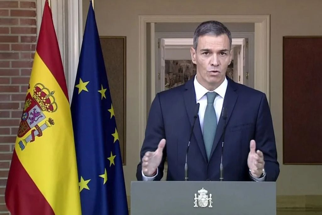 ECaptura de video de la señal institucional de la comparecencia del presidente del Gobierno, Pedro Sánchez. EFE/Moncloa