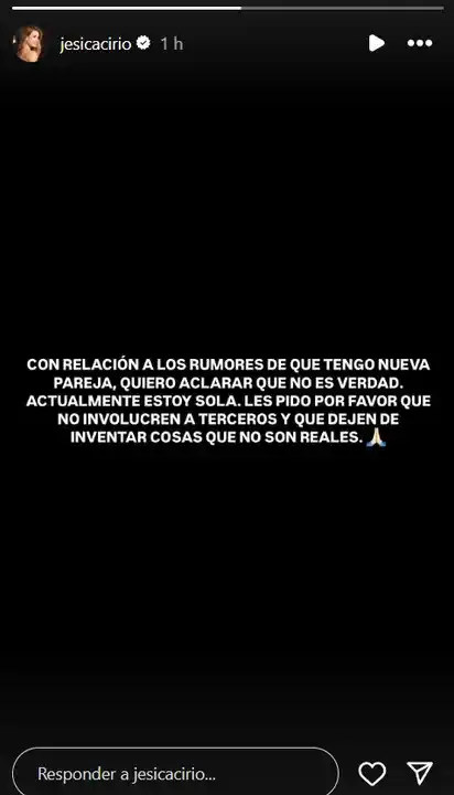 Jésica Cirio desmintió haber iniciado una nueva relación