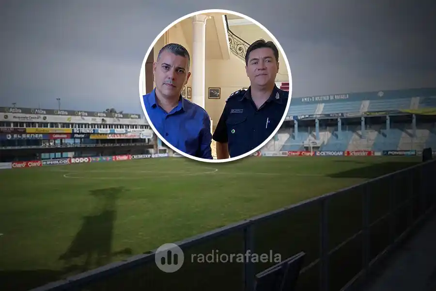 El director provincial de Seguridad en Eventos Masivos, Fernando Peverengo, y el subjefe de la Unidad Regional V, Fernando Mendoza