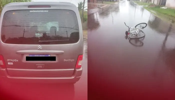 Una camioneta chocó a una bici y se fue del lugar