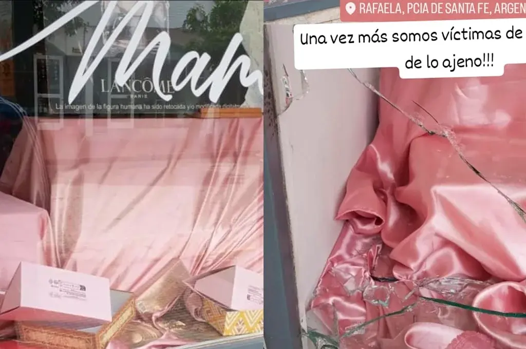 Otra vez, víctimas de los amigos de lo ajeno: destrozaron la vidriera de una perfumería céntrica de Rafaela