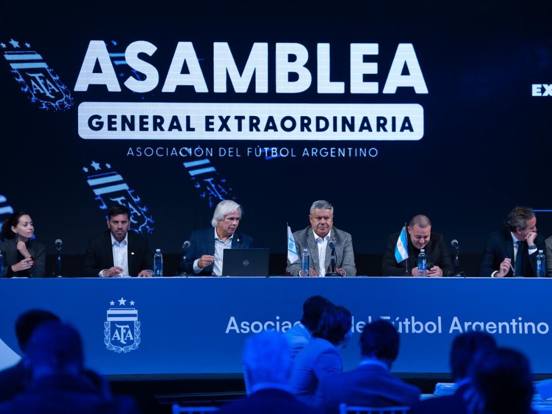 Tapia encabezando la Asamblea Grl. Ordinaria de la AFA.Foto:AFA