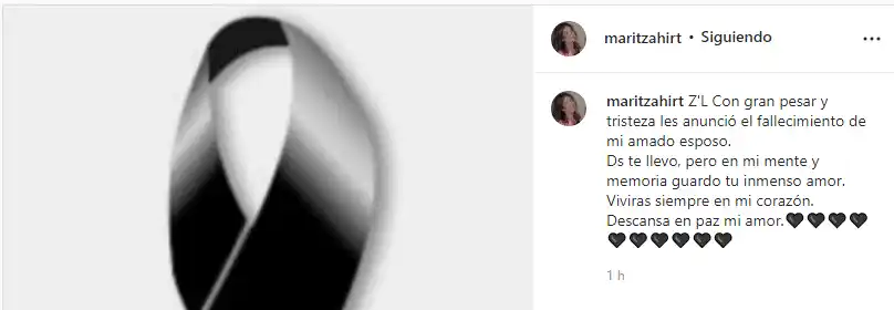 Maritza Pineda despidió con un emotivo mensaje a su amor de toda la vida. 