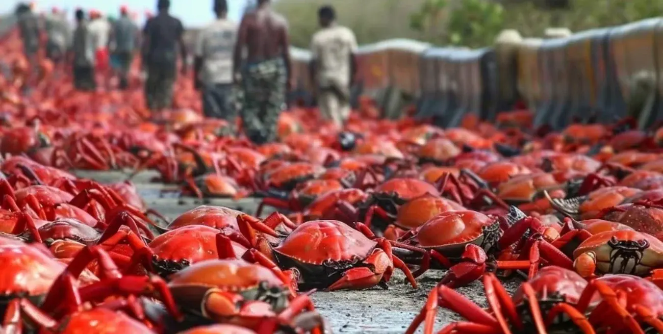 La migración ocurre cada año, la Isla de Navidad, un pequeño territorio australiano en el océano Índico.