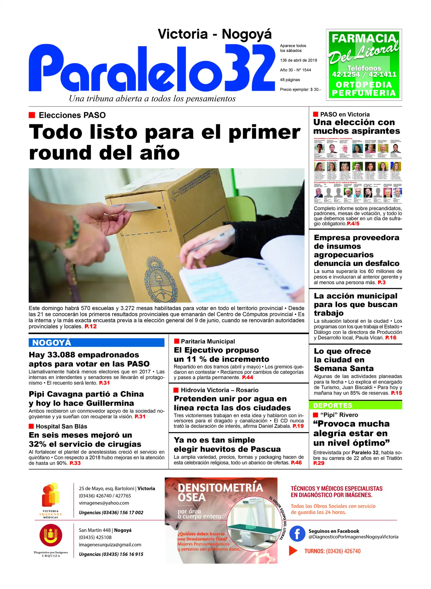 Tapa Paralelo 32 edición Victoria-Nogoyá sábado 13 de abril