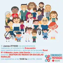 La Cruz Roja realizará un simulacro evacuación en la Escuela Rural Nº 6