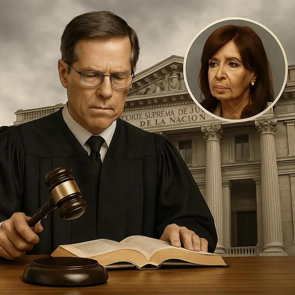 Un juez de la Corte Suprema analiza el caso Vialidad en el Palacio de Tribunales, mientras la figura de Cristina Kirchner permanece en el centro del debate judicial y político.