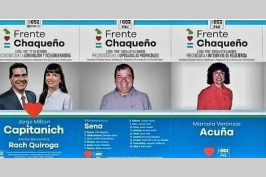 A pesar de haber sido excluidos de la lista tras el reciente escándalo, las fotos de Sena y Acuña todavía estarán junto a la de Capitanich