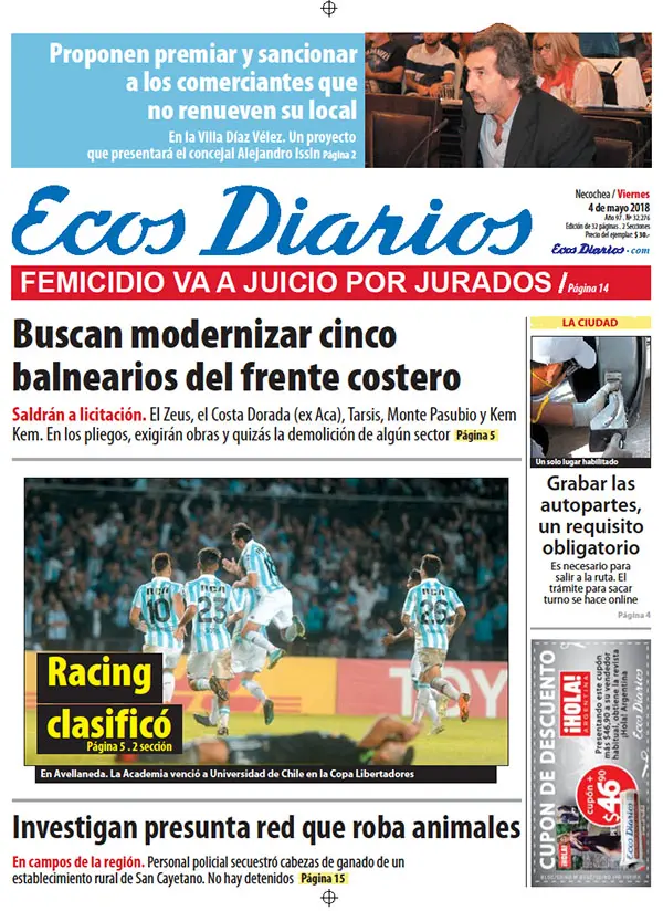 Tapa del 4 de mayo de 2018