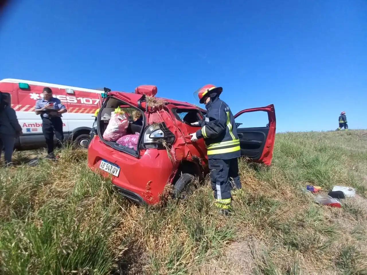 Espectacular accidente en Ruta 8 a la altura de Hughes