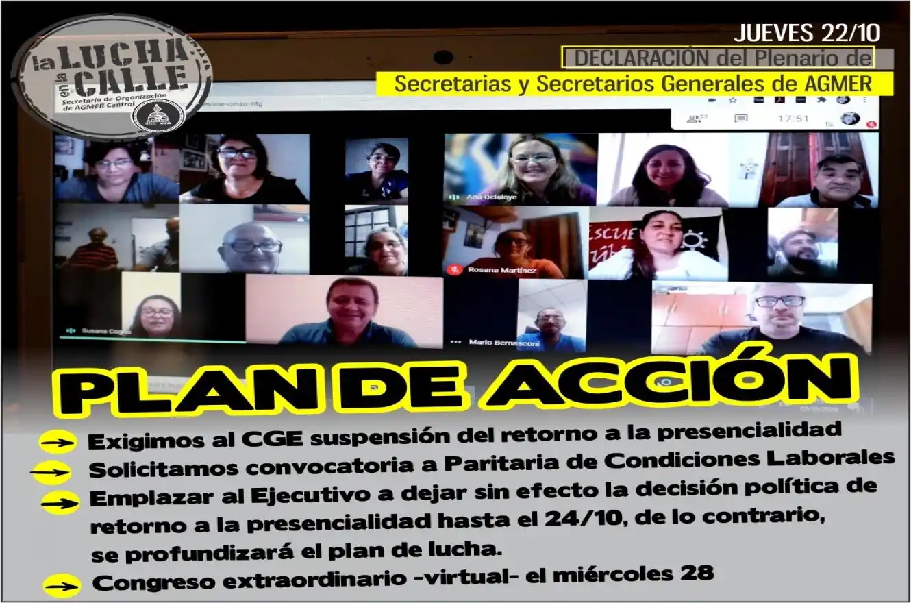 AGMER: "No habrá presencialidad sin condiciones dignas"