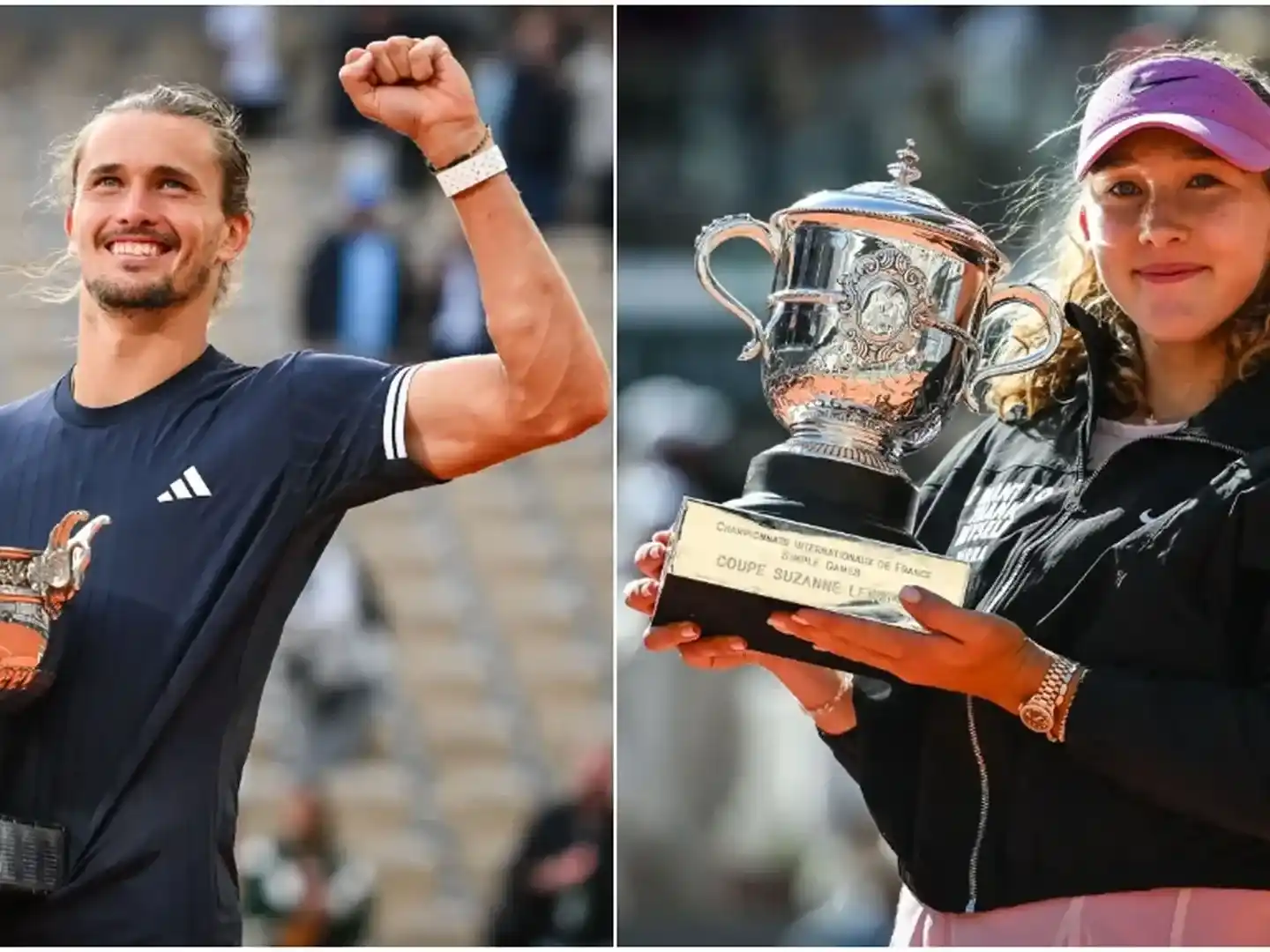 Zverev y Andreeva , los campeones del Grand Slam francés 2026. Foto:RF1