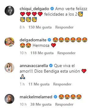 Amigos y famosos le dejaron bendiciones a Mariángel Ruiz y Carlos Felipe Álvarez. Foto Instagram