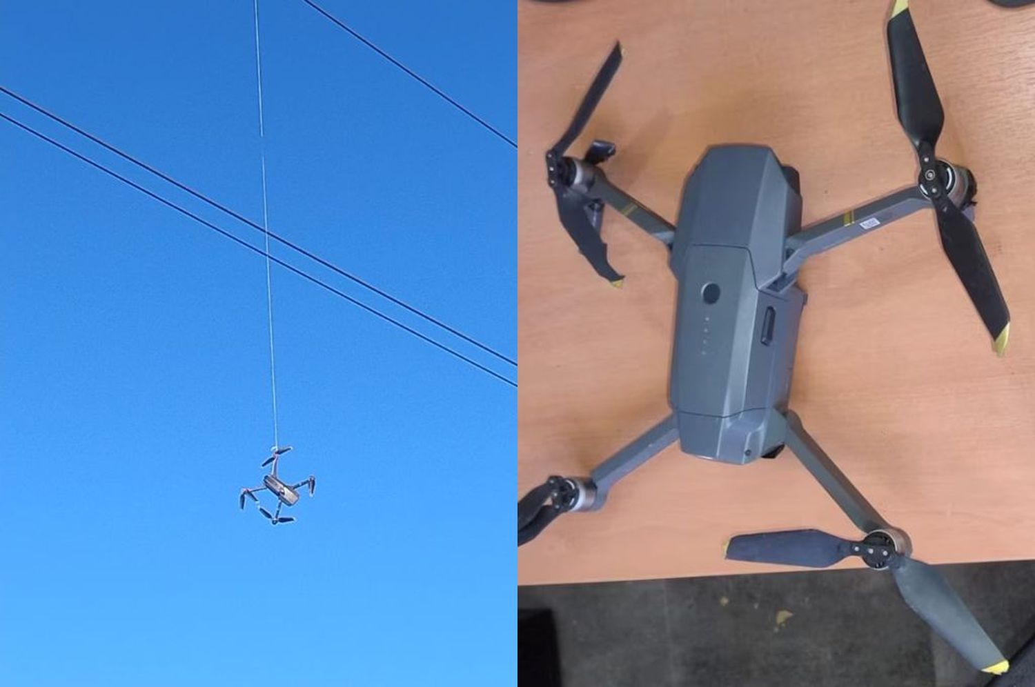 Con un dron intentaron ingresar dos celulares a la cárcel de Bouwer, pero quedó atascado en un cable