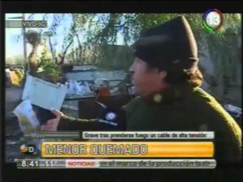 Se produjo un accidente con un cable de alta tensión