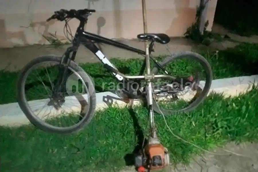 Vio a la Policía e intentó huir con una motoguadaña robada: no llegó muy lejos