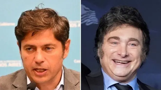 El gobernador Axel Kicillof y el presidente Javier Milei
