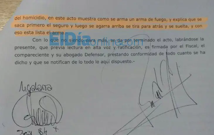 Nahir Galarza le mostró al Fiscal cómo preparó el arma para matar a Fernando