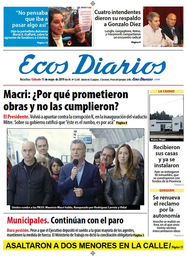Tapa del 11 de mayo de 2019