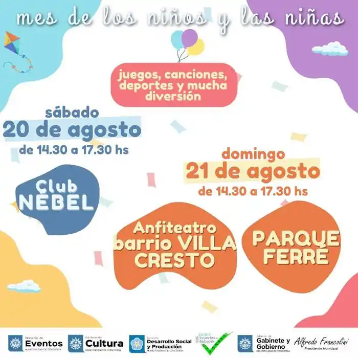 Mes de la niñez: este fin de  semana se continúa celebrando en los barrios de Concordia