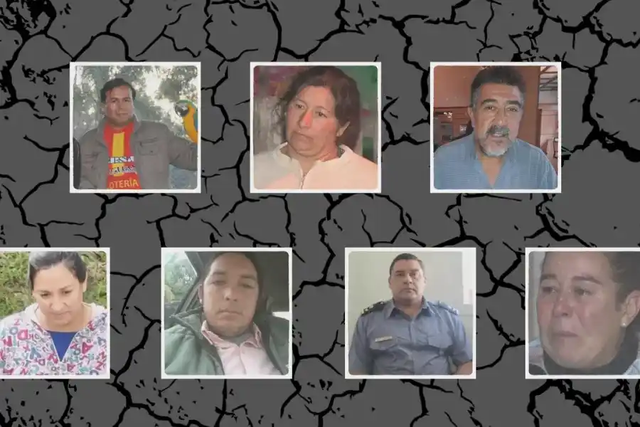 Los siete detenidos en el caso: María Victoria Caillava, Carlos Pérez, Laudelina Peña, Walter Maciel, Mónica Millapi, Antonio Benítez y Daniel Ramírez