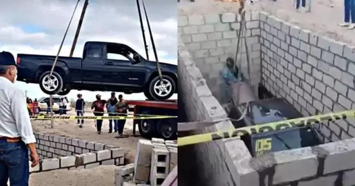 Enterrado con camioneta