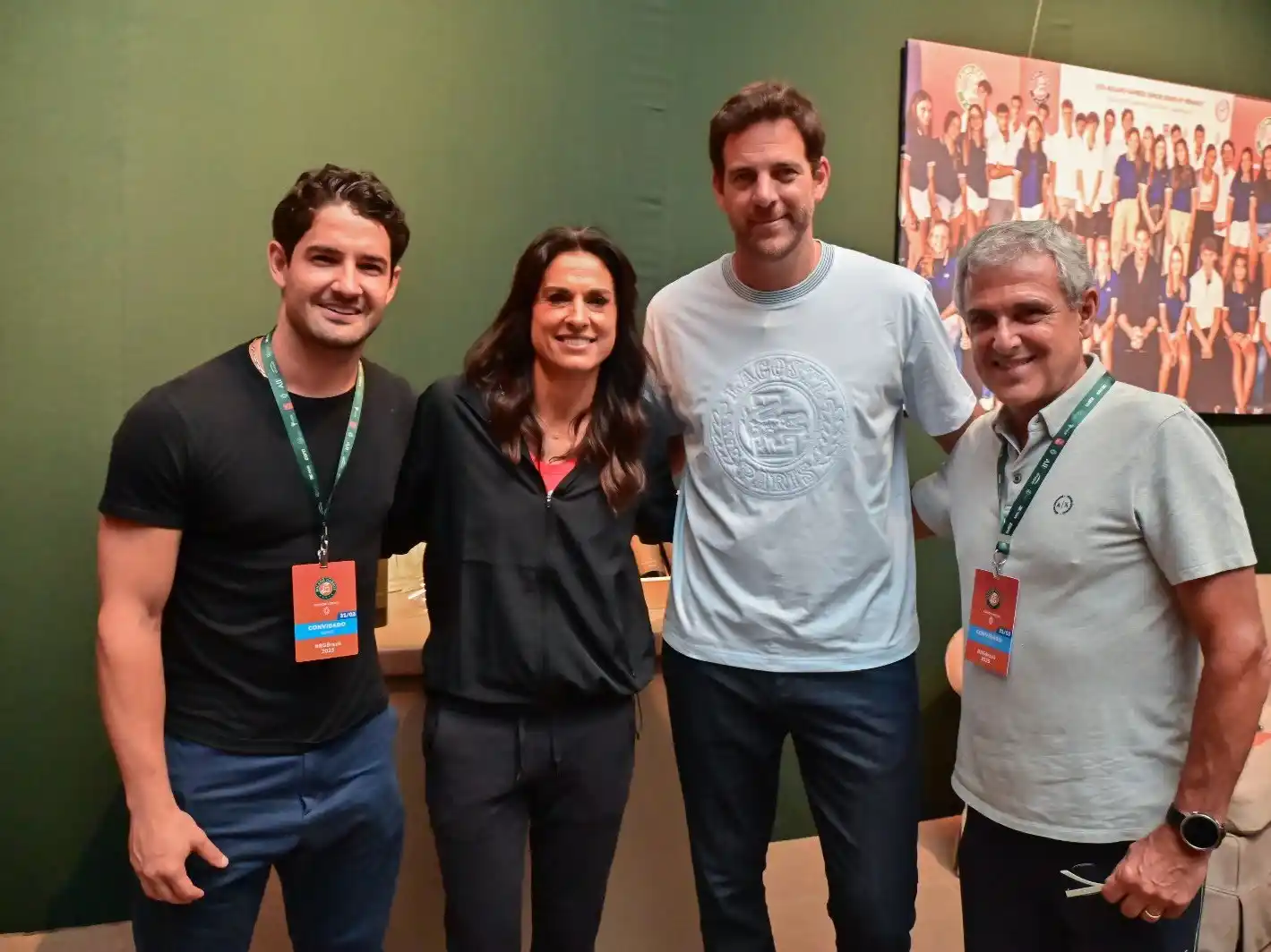 Del Potro junto al exfutbolista Alexandre Pato, Gabriela Sabatini, y José Roberto Guimareas (ex jugador de vóley), en San Pablo.