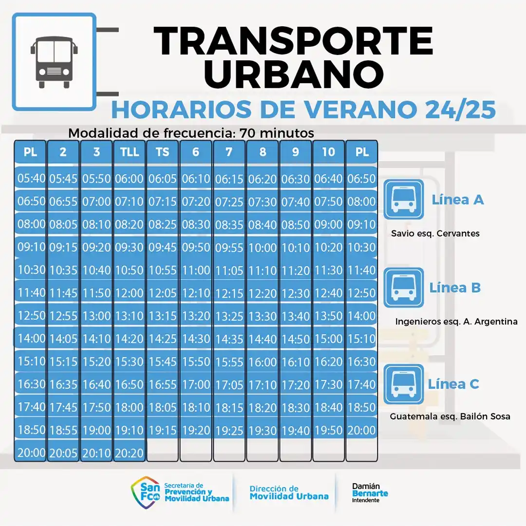 horarios de verano del transporte urbano