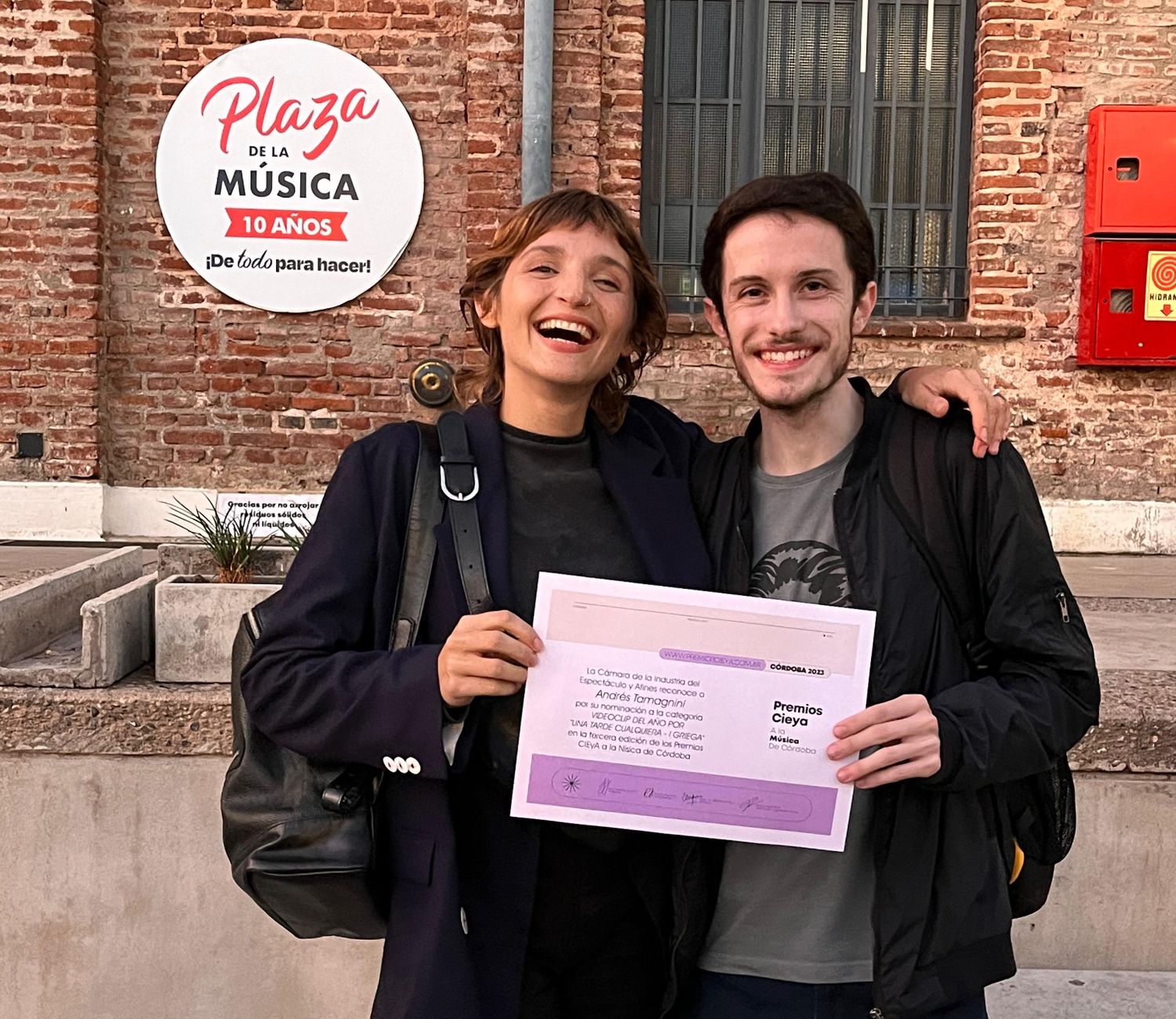 Emma Nicolini y Andrés Tamagnini con la nominación a los Premios Cieya