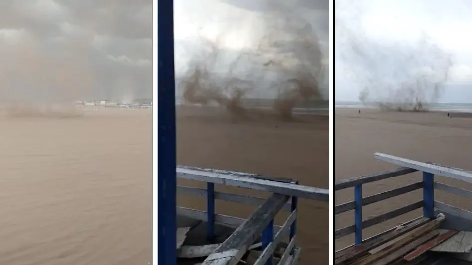 Video impresionante de un remolino de arena en la costa necochense