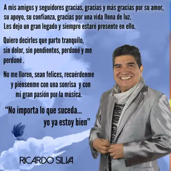 Así se anunció la muerte de Ricardo Silva. Foto: Twitter