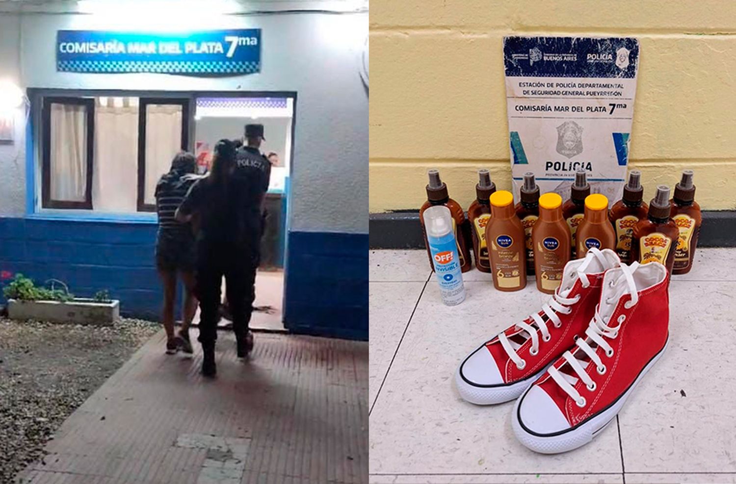 Quisieron pasar por línea de cajas de hipermercado bronceadores y hasta un par de zapatillas