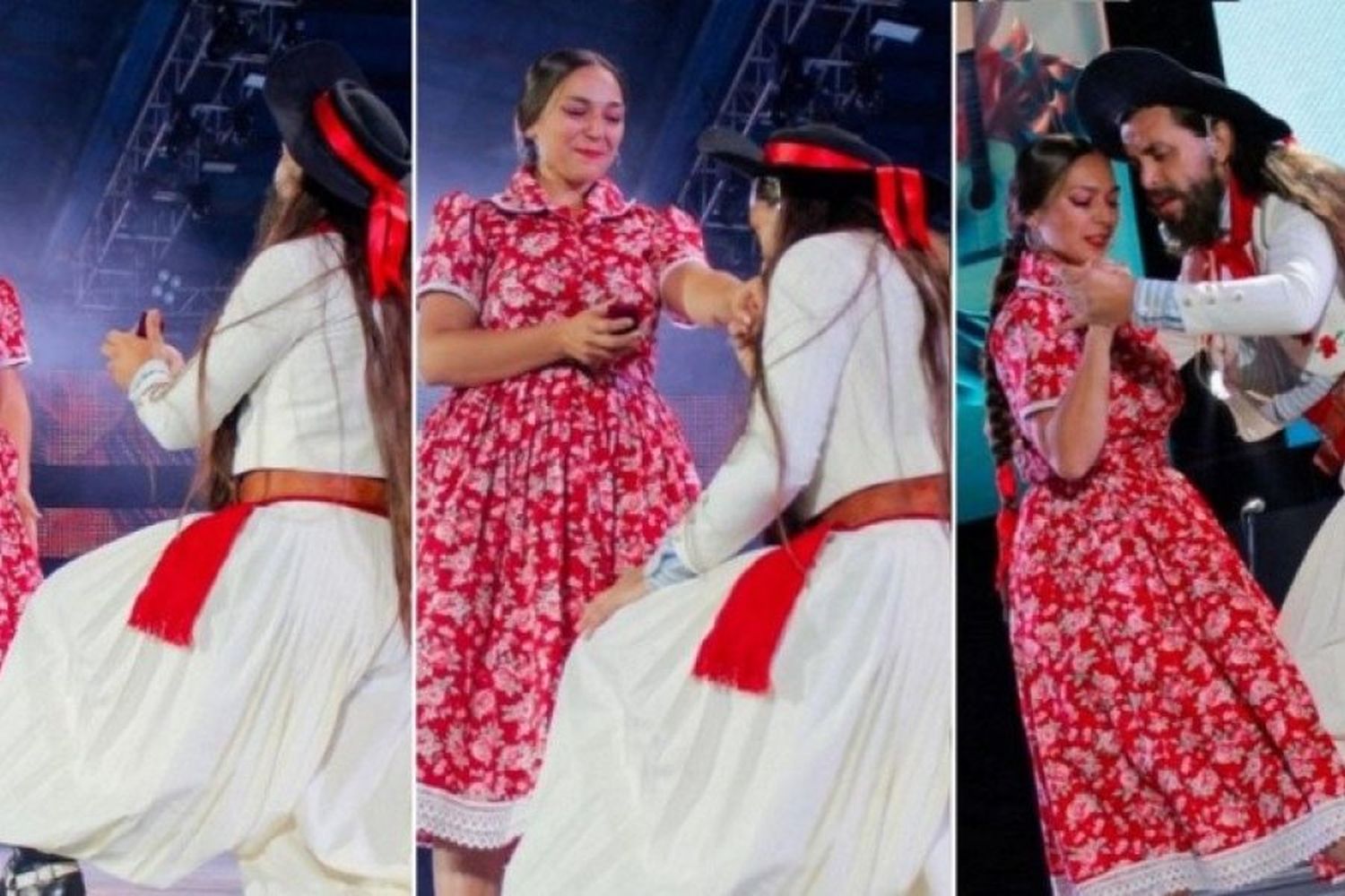 Una pareja de baile rosarina se comprometió en el escenario del Festival de Cosquín