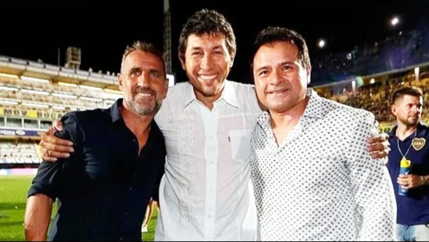 Desde la izquierda, Raúl Cascini, Jorge "El Patrón" Bermúdez y Marcelo "Chelo" Delgado, del consejo xeneize. Foto: NA.